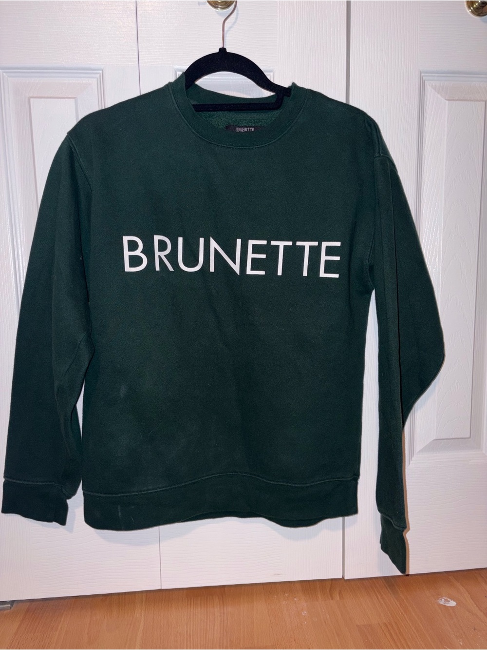 Brunette The Label Dark Green Crewneck Sweatshirt with White Logo